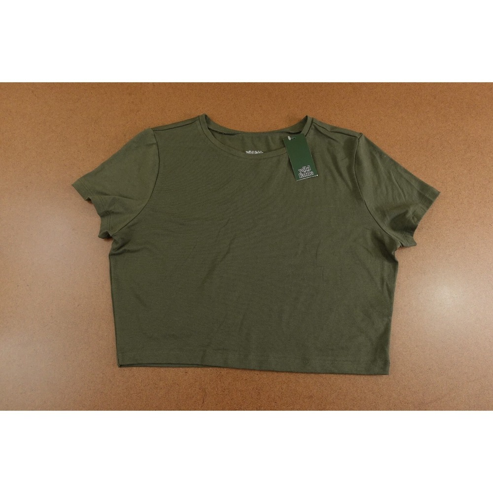 Wild fable Womens Size XXL Olive Green Short Sleeve Cropped Tee NWT